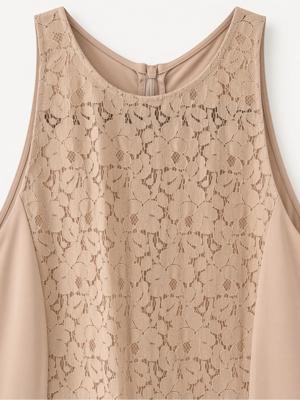 Uterque Beige Lace-Front Chemise NEW